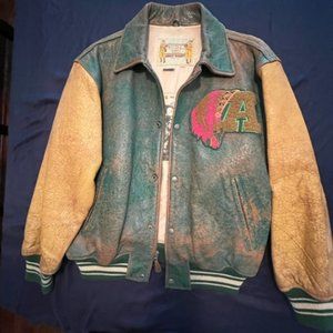 Vtg Leather Varsity Avirex Jacket, Suquamish Native American, In Exc Condition
